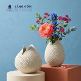  Bình Hoa Decor Dáng Nụ Hoa Texture Tổ Ong Men Matte Cao Cấp 