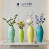  Bình cắm hoa trang trí gốm sứ Bát Tràng kiểu quả bom khía màu pastel, men mát, dùng để bàn, phòng khách 