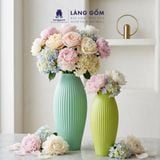 Bình cắm hoa trang trí gốm sứ Bát Tràng kiểu quả bom khía màu pastel, men mát, dùng để bàn, phòng khách 