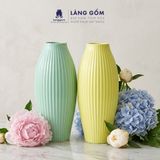  Bình cắm hoa trang trí gốm sứ Bát Tràng kiểu quả bom khía màu pastel, men mát, dùng để bàn, phòng khách 