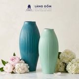  Bình cắm hoa trang trí gốm sứ Bát Tràng kiểu quả bom khía màu pastel, men mát, dùng để bàn, phòng khách 