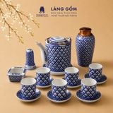 Bộ ấm tích Bát Tràng men lam bách hoa thủ công cao cấp, quà tặng bộ ấm chén sang trọng - Gốm sứ Bát Tràng - Làng Gốm 