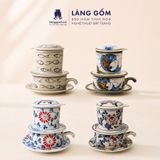  Phin Pha Cà Phê Gốm Sứ Bát Tràng Vẽ Tay Thủ Công - Họa Tiết Sen Chuồn Cá - Quà Tặng Cao Cấp 