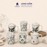  Cốc Sứ Uống Trà Có Nắp Cao Cấp Họa Tiết Vẽ Tay Thủ Công 