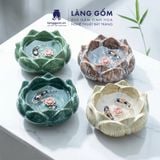  Bát Thả Hoa Men Hỏa Biến Gốm Sứ Bát Tràng Dáng Búp Sen 