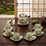  Bộ Ấm Chén Bát Tràng Dáng Vuông Vẽ Tay 340ml - 470ml 