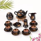  Bộ ấm chén men hoả biến dáng đốt trúc 