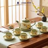  Bộ ấm chén vẽ tay kiểu chữ thập vẽ hoa - dung tích 500ml 