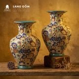  Lọ hoa gốm sứ Biên Hòa dáng phễu vẽ bách hoa chấm màu 