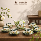  Bộ ấm trà Bách hoa viên họa tiết vẽ tay thủ công, bộ ấm chén uống trà, quà tặng cao cấp - Gốm sứ Bát Tràng - Làng Gốm 