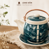  Bộ Ấm Trà Quai Đồng Gốm Sứ Bát Tràng Men Vẽ Thủ Công 450ml/900ml, Bộ Trà Uống Trà Quà Tặng Gốm Sứ Bát Tràng - Làng Gốm 
