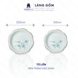  Bộ Đồ Ăn Hoa Mặt Trời Vẽ Đào Xanh Men Trắng Cao Cấp Bát Tràng 