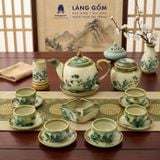 Bộ ấm chén uống trà men vẽ dáng Ngọn Lửa - Dung tích 500ml 