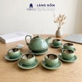  Bộ Ấm Chén Men Hỏa Biến Ngọc Bích Bát Tràng Cao Cấp 