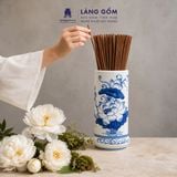  Ống Đựng Hương Lộc Phát Men Lam Vẽ Tay Hoa Sen – Gốm Sứ Bát Tràng 