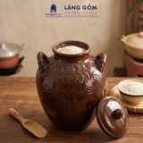  Chum Sành Nâu Ngâm Rượu Bát Tràng Có Quai Họa Tiết Đồng Tiền Truyền Thống Dung Tích 70L - Gốm Sứ Bát Tràng - LÀNG GỐM 