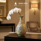 Lọ Hoa Chạm Khắc Bách Hoa Dáng Giọt Nước Gốm Sứ Biên Hòa 