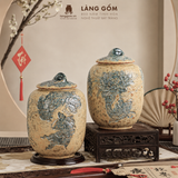  Hũ Gốm Thạch Hoàng Bát Tràng Khắc Liên Ngư Hữu Dư Thủ Công, Hũ Đựng Gạo, Đựng Trà, Quà Tặng Cao Cấp - Làng Gốm 