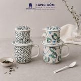  Phin Pha Cà Phê Gốm Sứ Bát Tràng Họa Tiết Vẽ Tay Thủ Công - Bộ Phin Cao Cấp Đầy Đủ - Quà Tặng Làng Gốm 