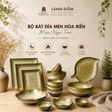  Bộ bát đĩa, bộ bàn ăn gia đình men hỏa biến màu ngọc trai, dành cho 4-6 người - Gốm sứ Bát Tràng - Làng Gốmv 
