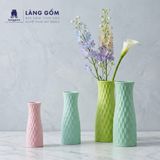  Bình cắm hoa trang trí giỏ đan màu pastel, men mát, gốm sứ Bát Tràng cao cấp, dùng để bàn, phòng khách 