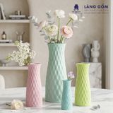 Bình cắm hoa trang trí giỏ đan màu pastel, men mát, gốm sứ Bát Tràng cao cấp, dùng để bàn, phòng khách 