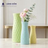  Bình cắm hoa trang trí giỏ đan màu pastel, men mát, gốm sứ Bát Tràng cao cấp, dùng để bàn, phòng khách 