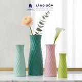  Bình cắm hoa trang trí giỏ đan màu pastel, men mát, gốm sứ Bát Tràng cao cấp, dùng để bàn, phòng khách 