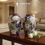  Lọ hoa vẽ bách hoa chấm màu dáng vò chum - Gốm sứ Biên Hòa 