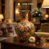  Lọ hoa gốm sứ Biên Hòa dáng phễu vẽ bách hoa chấm màu 