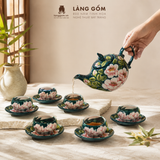  Bộ ấm trà Bách hoa viên họa tiết vẽ tay thủ công, bộ ấm chén uống trà, quà tặng cao cấp - Gốm sứ Bát Tràng - Làng Gốm 