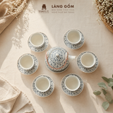  Bộ Ấm Trà Quai Đồng Gốm Sứ Bát Tràng Men Vẽ Thủ Công 450ml/900ml, Bộ Trà Uống Trà Quà Tặng Gốm Sứ Bát Tràng - Làng Gốm 