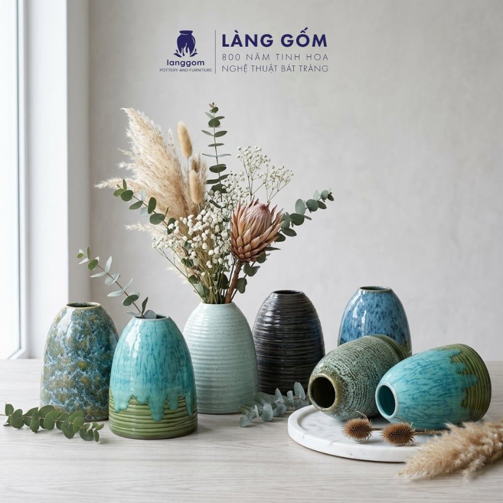  Bình hoa gốm Bát Tràng dáng chuông mini men hỏa biến – Dòng thủ công tuyển chọn - Làng Gốm 