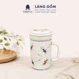  Cốc Sứ Lọc Trà Có Nắp Nhiều Họa Tiết - Cốc Vẽ Tay Thủ Công Cao Cấp - Dung Tích 400ml 