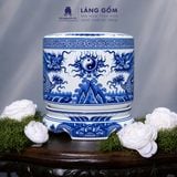  Bát Hương Lộc Phát Men Lam Vẽ Rồng - Đồ Thờ Men Lam Bát Tràng 