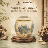  Chum Gốm Bát Tràng Thạch Hoàng Khắc Sen Thủ Công, Chum Sành Trang Trí, Quà Tặng Trang Trí Cao Cấp - Làng Gốm 