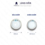  Bộ Đồ Ăn Hoa Mặt Trời Vẽ Đào Xanh Men Trắng Cao Cấp Bát Tràng 