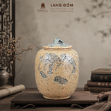  Hũ Gốm Thạch Hoàng Bát Tràng Khắc Liên Ngư Hữu Dư Thủ Công, Hũ Đựng Gạo, Đựng Trà, Quà Tặng Cao Cấp - Làng Gốm 