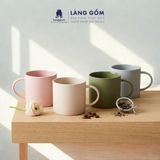  Cốc sứ có quai kiểu Mohem men mờ dáng basic dung tích 380ml dùng uống nước, trà, coffe, gốm sứ Bát Tràng 