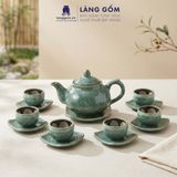  Bộ Ấm Chén Men Hỏa Biến Màu Cẩm Thạch Bát Tràng Cao Cấp 