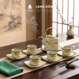  Bộ Ấm Chén Bát Tràng Dáng Vuông Vẽ Tay 340ml - 470ml 