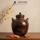  Chum Sành Nâu Ngâm Rượu Bát Tràng Có Quai Họa Tiết Đồng Tiền Truyền Thống Dung Tích 70L - Gốm Sứ Bát Tràng - LÀNG GỐM 