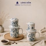  Phin Pha Cà Phê Gốm Sứ Bát Tràng Họa Tiết Vẽ Tay Thủ Công - Bộ Phin Cao Cấp Đầy Đủ - Quà Tặng Làng Gốm 