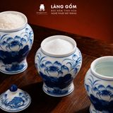  Chóe Thờ Lộc Phát Men Lam Vẽ Tay Hoa Sen Đựng Nước Gạo Muối Đồ Thờ Cúng - Gốm sứ Bát Tràng 