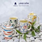  Cốc Sứ Uống Trà Có Nắp Cao Cấp Họa Tiết Vẽ Tay Thủ Công 