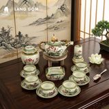  Bộ Ấm Chén Bát Tràng Dáng Trâu Vẽ Tay 350ml - 550ml 