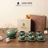  Bộ Ấm Chén Men Hỏa Biến Ngọc Bích Bát Tràng Cao Cấp 