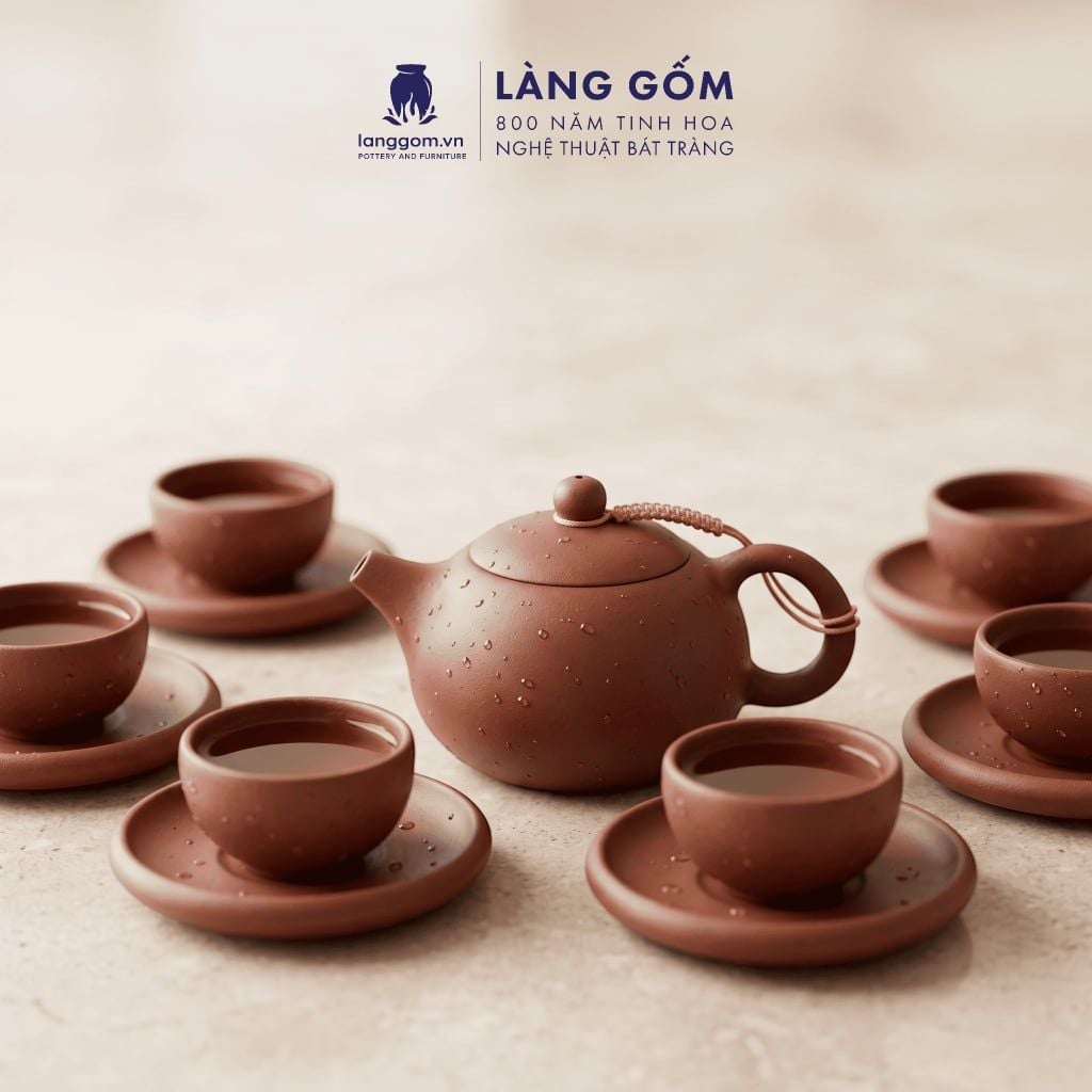  Bộ Ấm Chén Tử Sa Tây Thi Vuốt Tay Thủ Công 250ml Không Tráng Men - Quà Tặng Trà Đạo Sang Trọng Bát Tràng 
