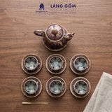  Bộ Ấm Chén Men Hỏa Biến Màu Cẩm Lai Gốm Bát Tràng 