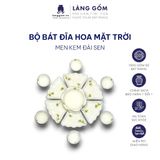  Bộ bát đĩa hoa mặt trời men trắng vẽ họa tiết vẽ tay 
